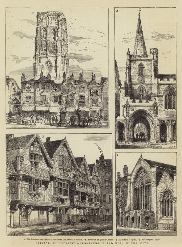 Bristol Illustrated, framstående byggnader i staden av Henry William Brewer