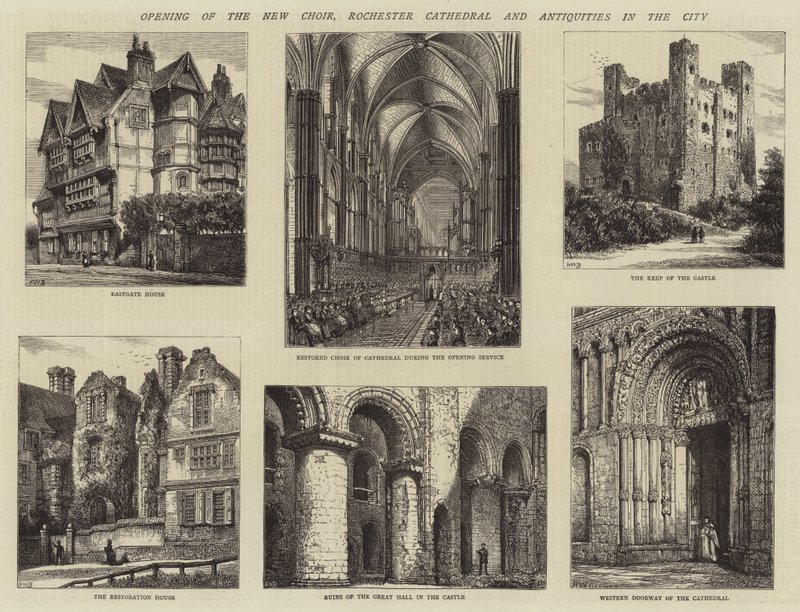Invigning av New Choir, Rochester Cathedral och Antiquities in the City av Henry William Brewer