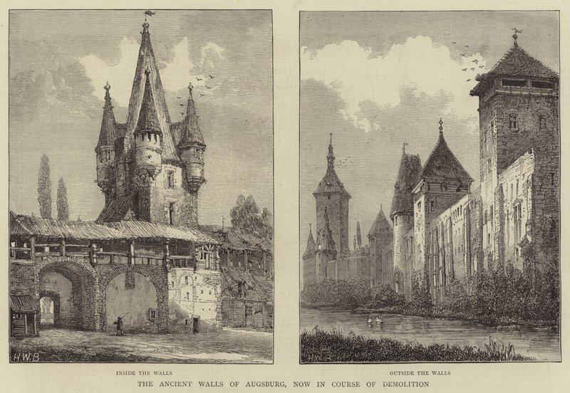 Augsburgs gamla murar, nu under rivning av Henry William Brewer