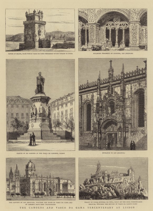 Camoens och Vasco da Gamas trehundraårsjubileum i Lissabon av Henry William Brewer