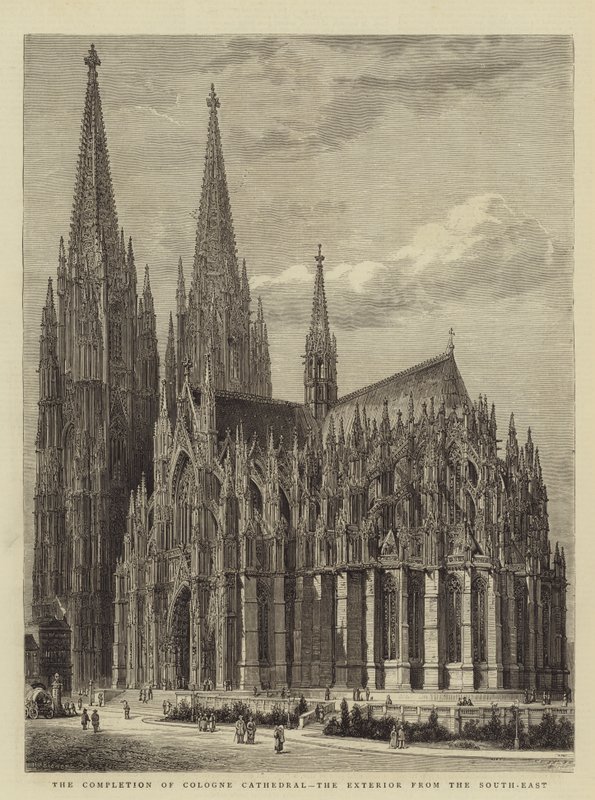 Färdigställandet av Kölnerdomen, exteriören från sydost av Henry William Brewer