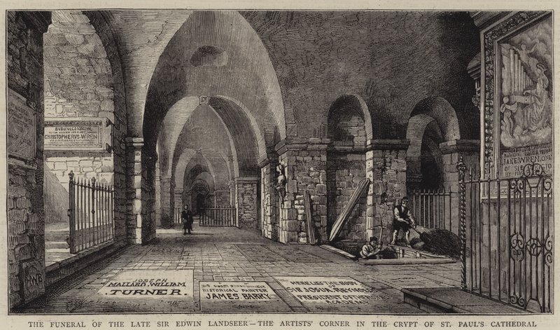 Begravningen av den avlidne Sir Edwin Landseer, konstnärens hörna i krypten av St Paul