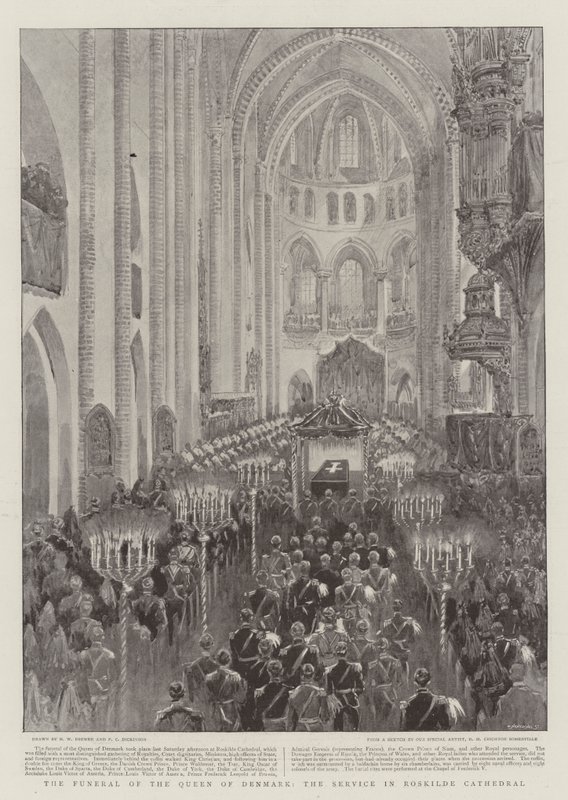 Drottningen av Danmarks begravning, gudstjänsten i Roskilde domkyrka av Henry William Brewer