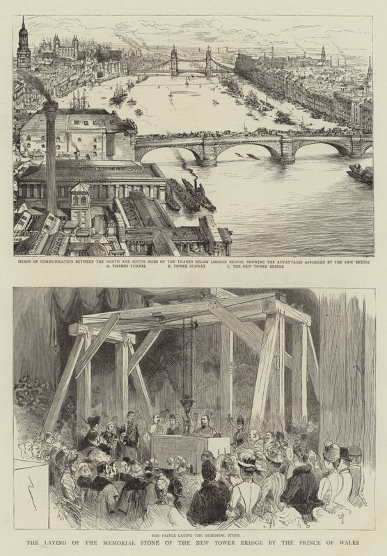 Nedläggningen av minnesstenen för New Tower Bridge av prinsen av Wales av Henry William Brewer