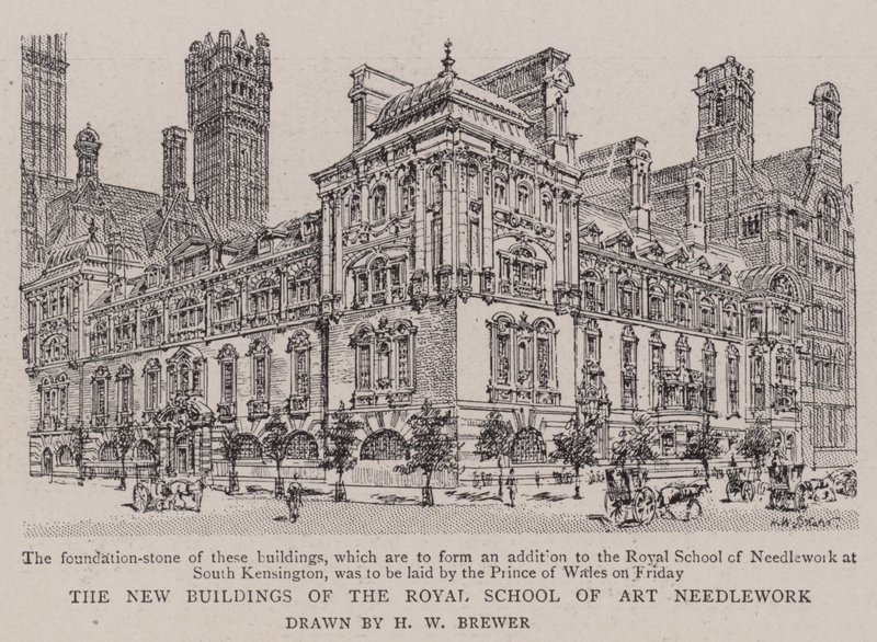 De nya byggnaderna av Royal School of Art Handarbete av Henry William Brewer