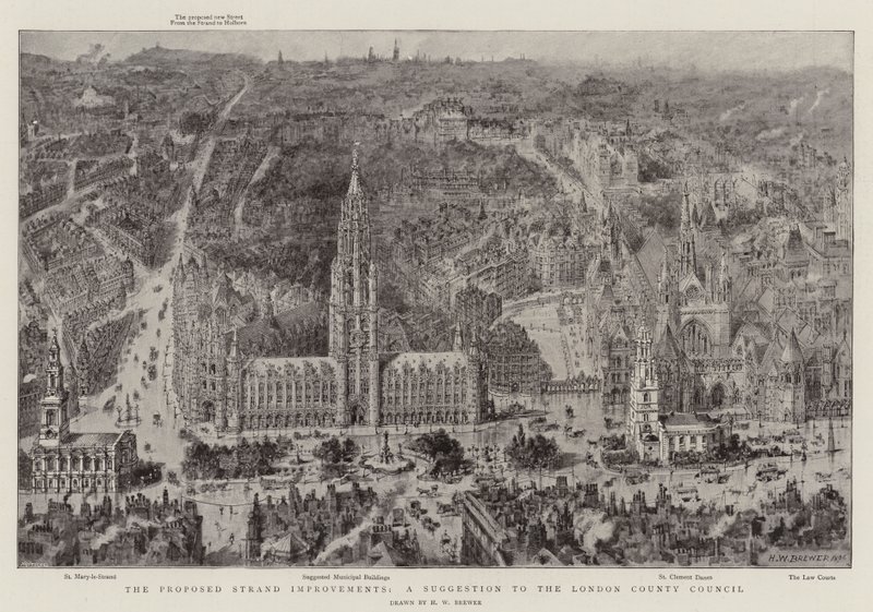 De föreslagna strandförbättringarna, ett förslag till London County Council av Henry William Brewer