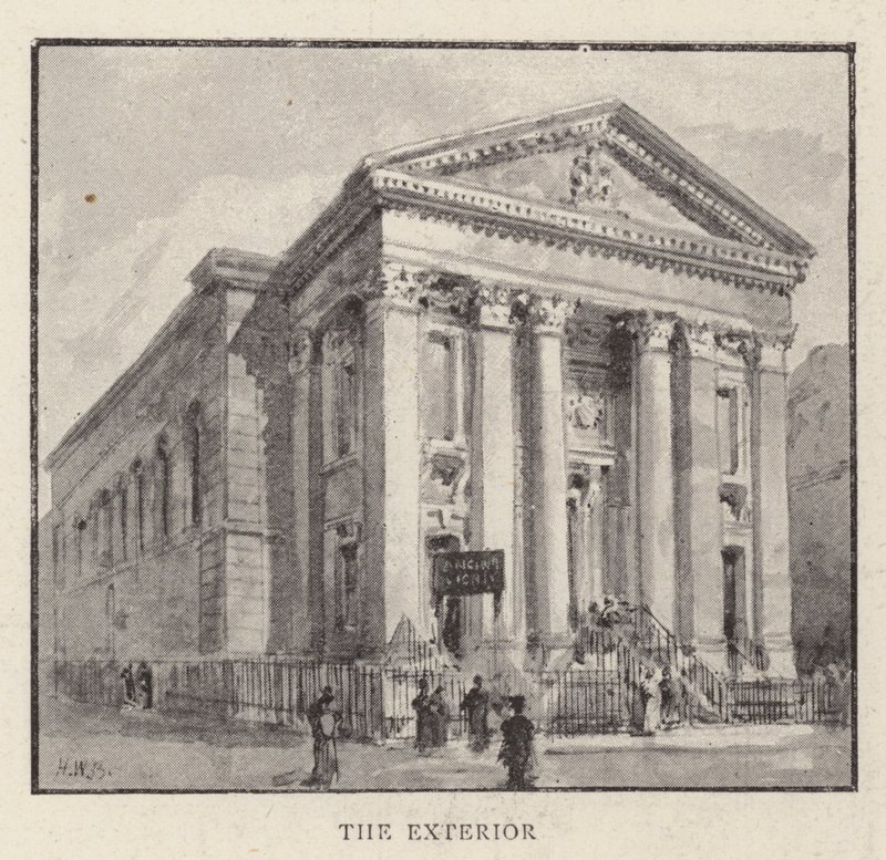 Den romersk-katolska kyrkan St Mary, Moorfields, City, som är på väg att rivas av Henry William Brewer