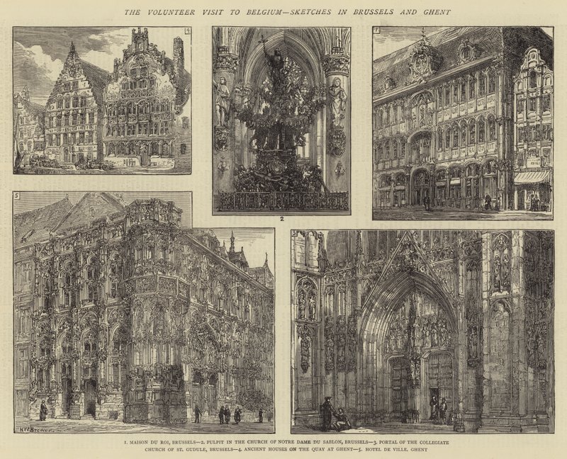 Volontärbesöket i Belgien, Skisser i Bryssel och Gent av Henry William Brewer