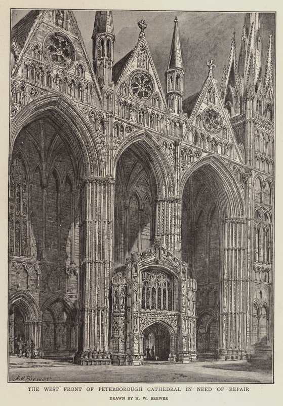 Västra fronten av Peterboroughs katedral i behov av reparation av Henry William Brewer