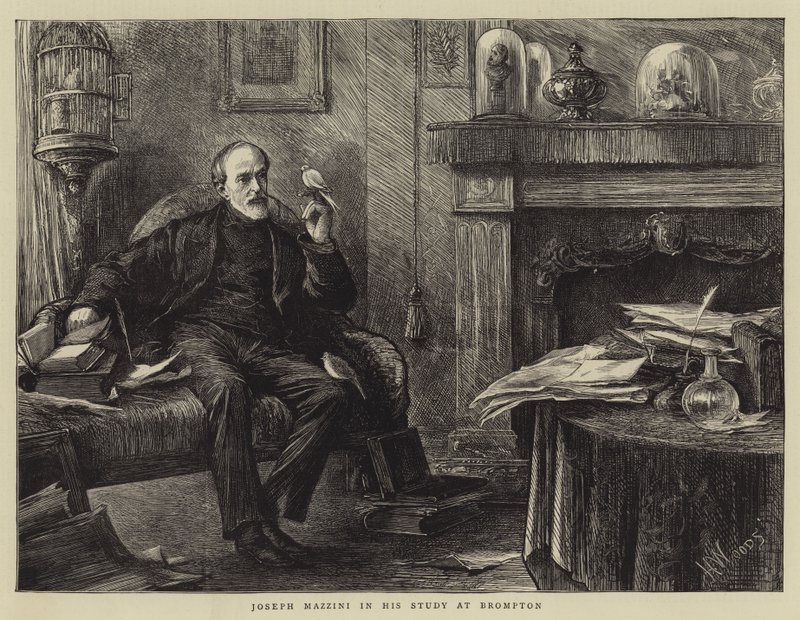Joseph Mazzini i sin studie vid Brompton av Henry Woods