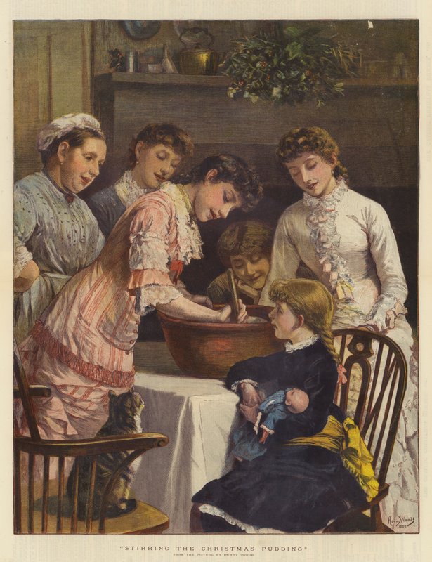 Att röra om i julpuddingen (chromolitho) av Henry Woods