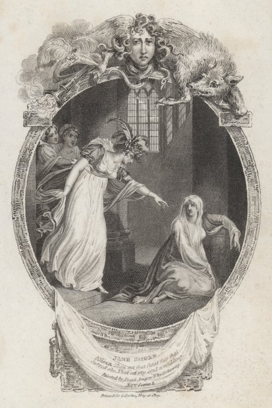 Scen från The Tragedy of Jane Shore av Nicholas Rowe (gravyr) av Henry  Fuseli