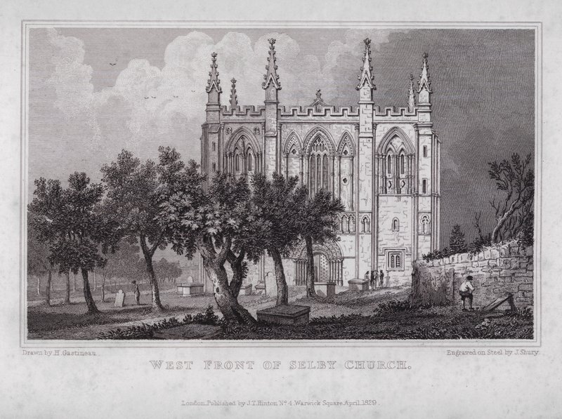 West Front of Selby Church (gravyr) av Henry (after) Gastineau