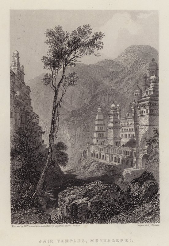 Jain tempel, Muktagerri (färg litho) av Henry (after) Warren