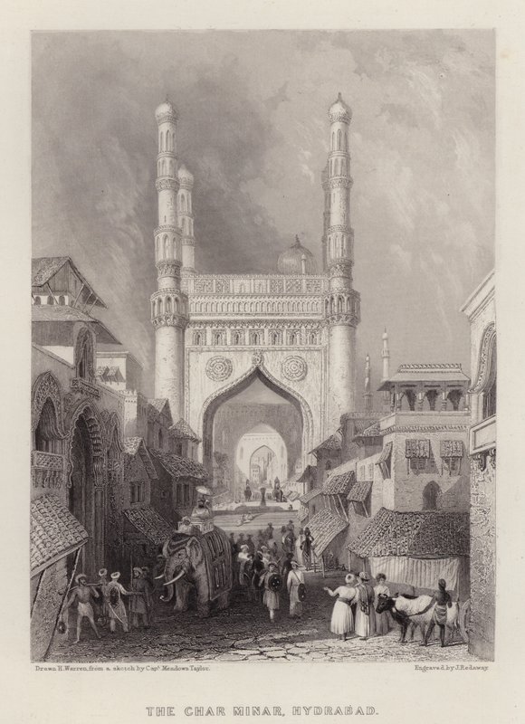 The Char Minar, Hydrabad (färg litho) av Henry (after) Warren
