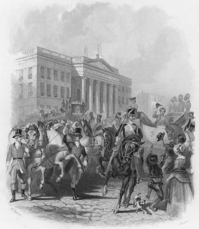 Kung George IV:s besök i Irland 1821 (gravyr) av Henry (after) Warren