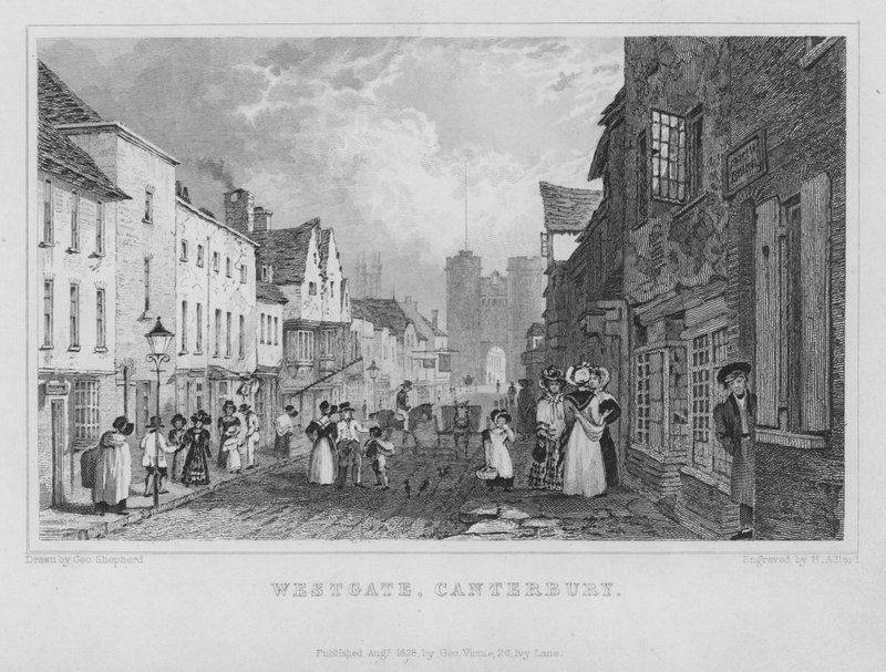 Westgate, Canterbury, Kent (gravyr) av Henry Adlard