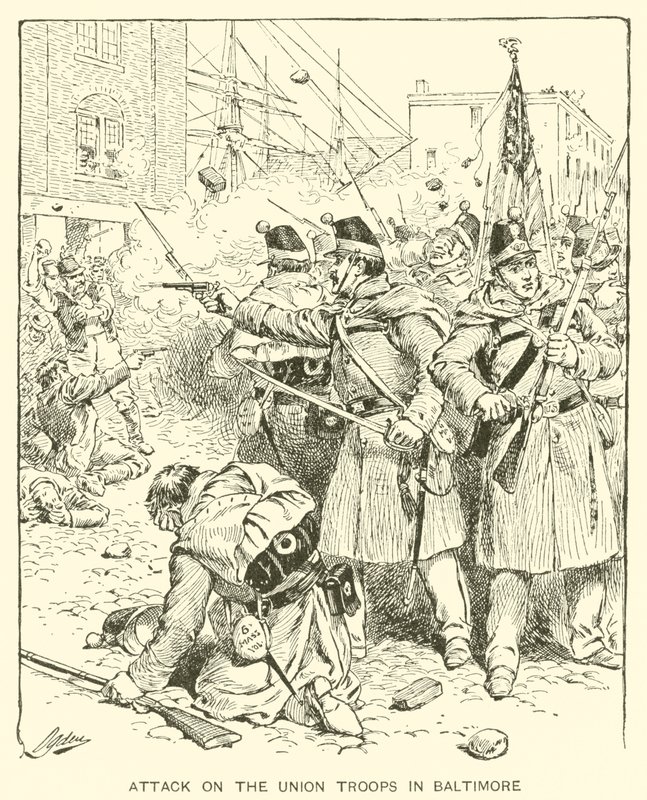 Attack mot fackliga trupper i Baltimore (litho) av Henry Alexander (after) Ogden