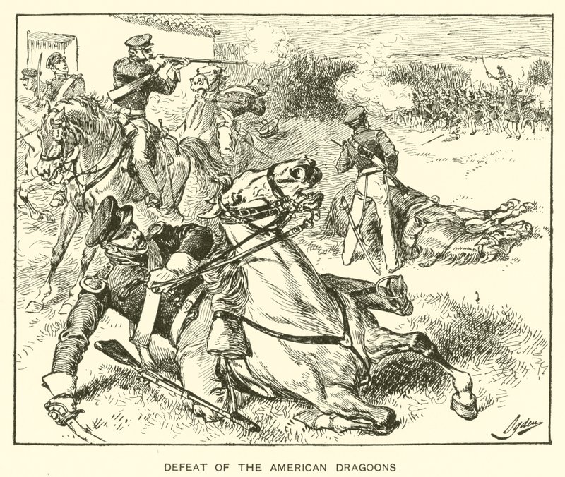 Nederlag för de amerikanska dragonerna (litho) av Henry Alexander (after) Ogden