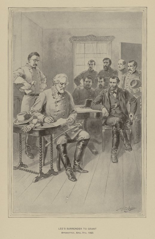 Lees överlämnande till Grant, Appomattox, Virginia, 9 april 1865 (litho) av Henry Alexander (after) Ogden