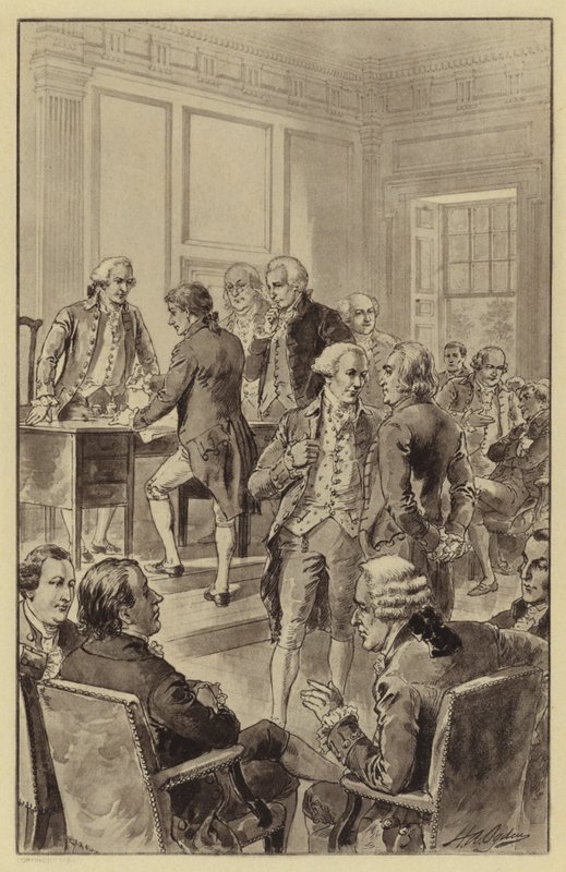 Undertecknande av självständighetsförklaringen, 4 juli 1776 (litho) av Henry Alexander (after) Ogden