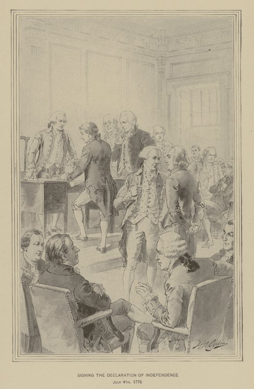 Undertecknande av självständighetsförklaringen, 4 juli 1776 (litho) av Henry Alexander (after) Ogden
