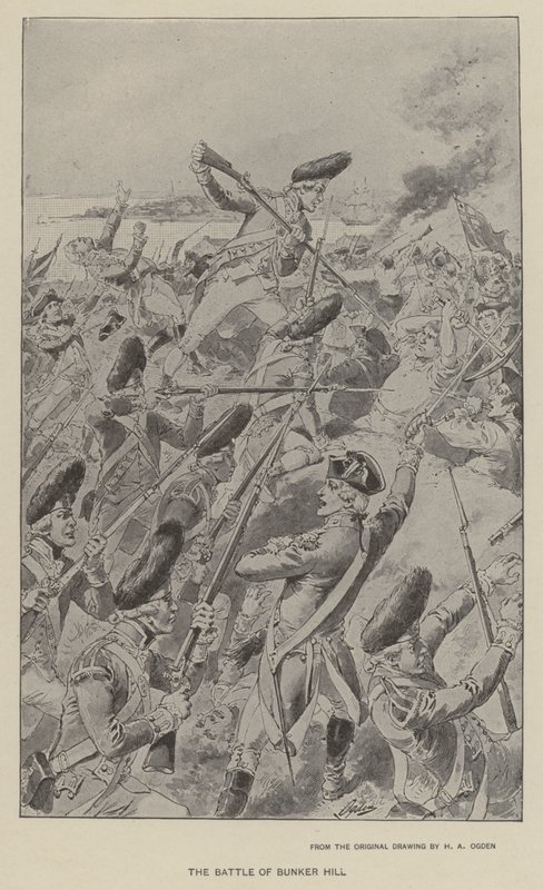Slaget vid Bunker Hill (litho) av Henry Alexander (after) Ogden