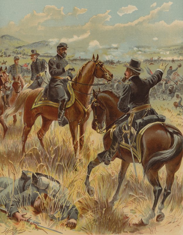 General Meade vid slaget vid Gettysburg, Pennsylvania, amerikanska inbördeskriget, 2 juli 1863 av Henry Alexander Ogden