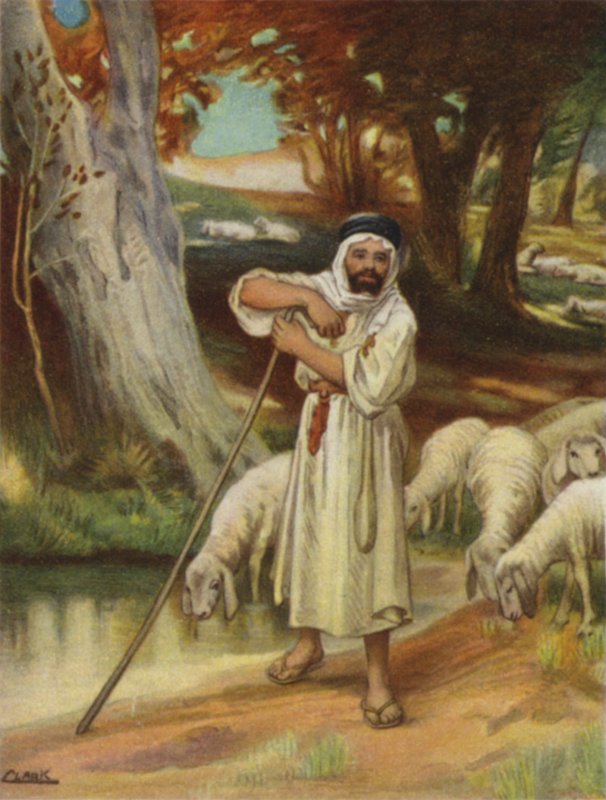 En herde och hans flock vid Banias (färg litho) av Henry Andrew Harper