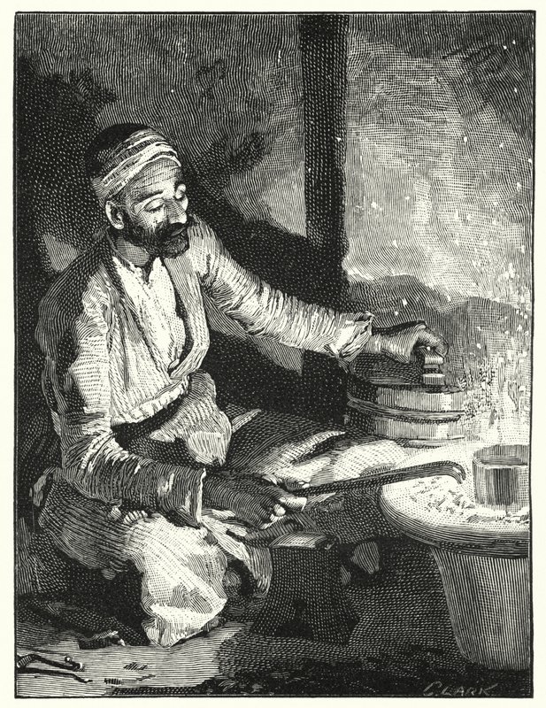 En österländsk silversmed (litho) av Henry Andrew Harper