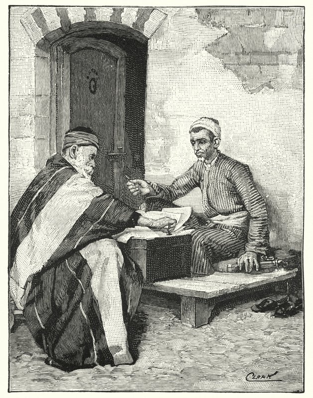 En österländsk författare som förseglar ett brev (litho) av Henry Andrew Harper