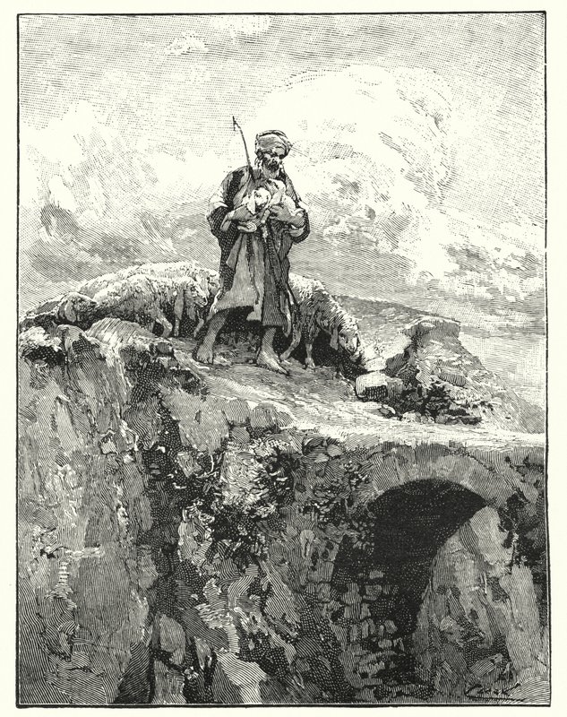 Bro utan bröstvärn över Jordan (litho) av Henry Andrew Harper