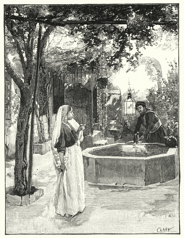 Gården till ett hus i Damaskus (litho) av Henry Andrew Harper