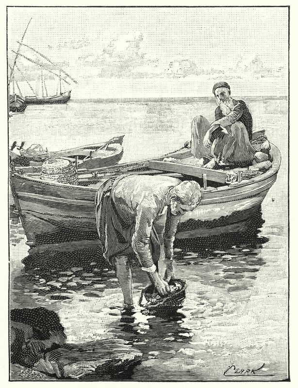 Fiskare vid Tiberias hav (litho) av Henry Andrew Harper