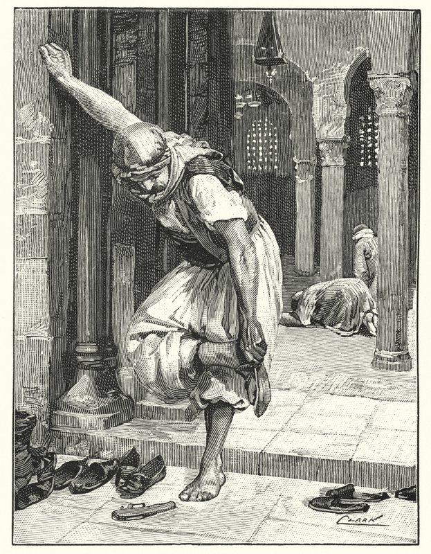 Att sätta av sig skor, en österländsk sed (litho) av Henry Andrew Harper