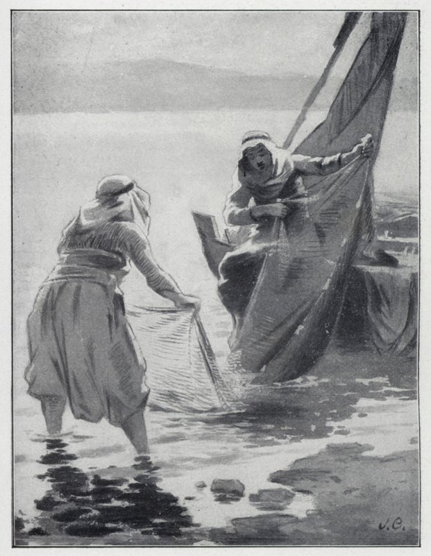Tvättnät vid Galileiska sjön (litho) av Henry Andrew Harper