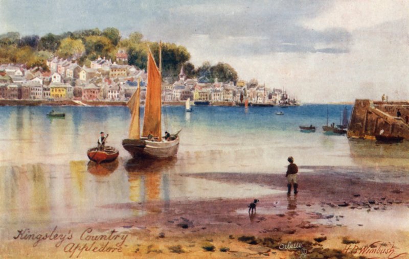 Hamnen, Appledore (färglitografi) av Henry B. (after) Wimbush
