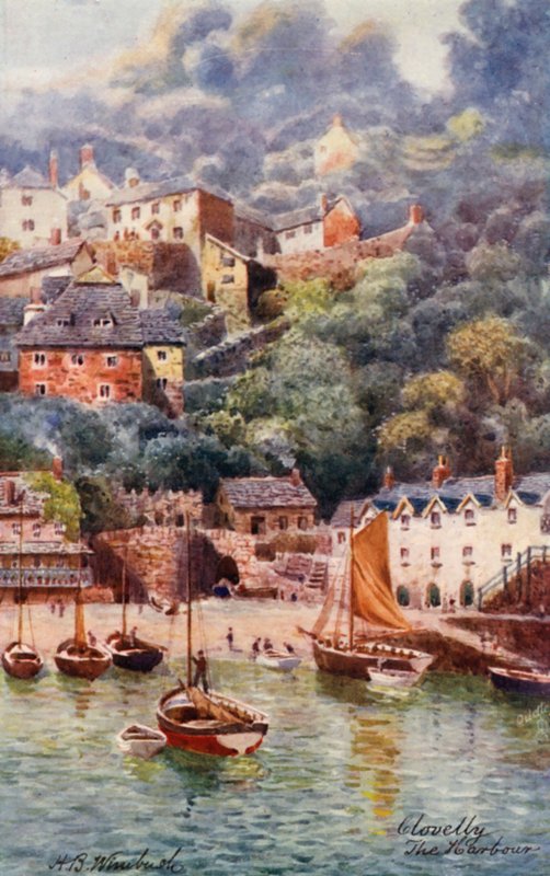 The Harbour, Clovelly (färglitografi) av Henry B. (after) Wimbush