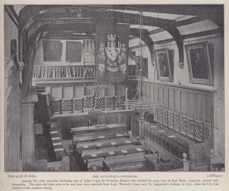 Interiör av Guildhall, Canterbury, Kent (s/v foto) av Henry Beauchamp Collis