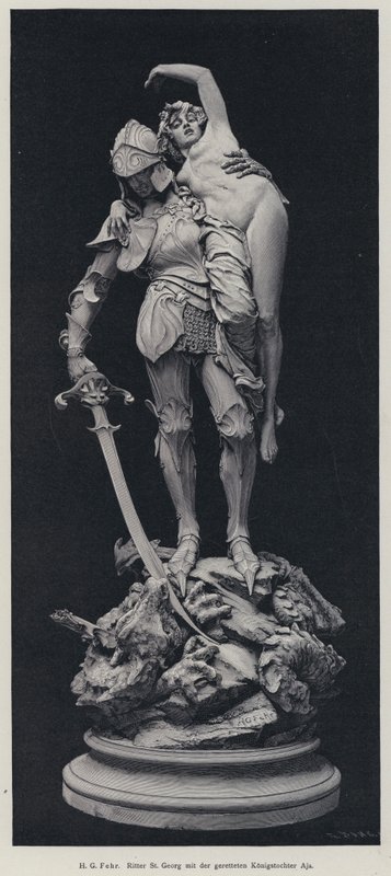 St George and the Rescued Maiden (gravyr) av Henry Charles Fehr