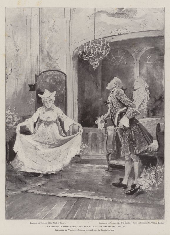 Den nya pjäsen A Marriage of Convenience på Haymarket Theatre av Henry Charles Seppings Wright
