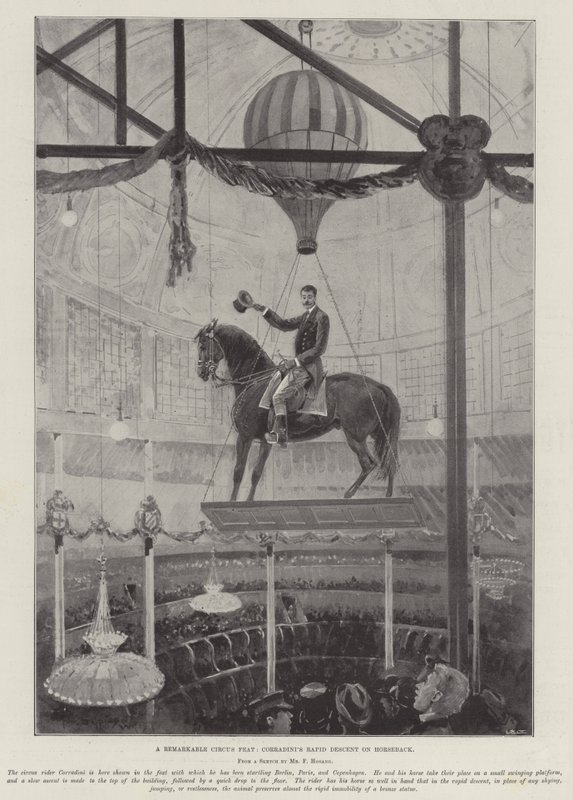 Ett anmärkningsvärt cirkusnummer, Corradinis snabba nedstigning från hästryggen av Henry Charles Seppings Wright