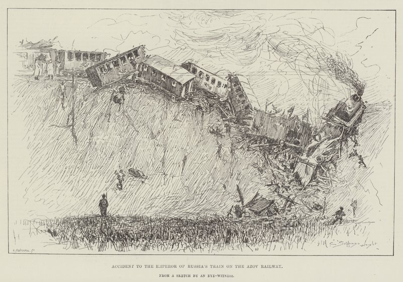 Olycka med kejsaren av Rysslands tåg på Azovjärnvägen av Henry Charles Seppings Wright