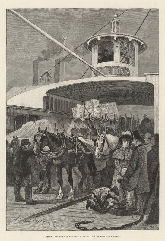 Amerika återbesökt av Our Special Artist, Fulton Ferry, New York av Henry Charles Seppings Wright