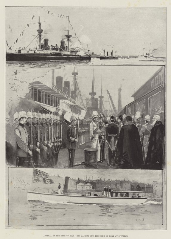 Ankomst av kungen av Siam, hans majestät och hertigen av York till Spithead av Henry Charles Seppings Wright
