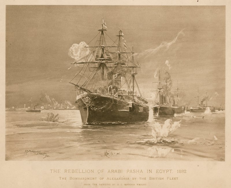 Bombardering av Alexandria av den brittiska flottan under Ali Pashas uppror, Egypten av Henry Charles Seppings Wright