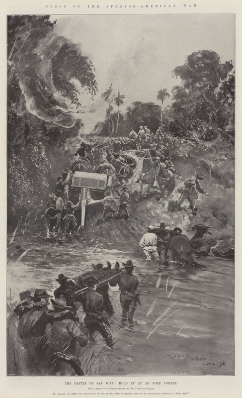 Slutet av det spansk-amerikanska kriget, slaget vid San Juan, höll upp vid ett fult hörn av Henry Charles Seppings Wright