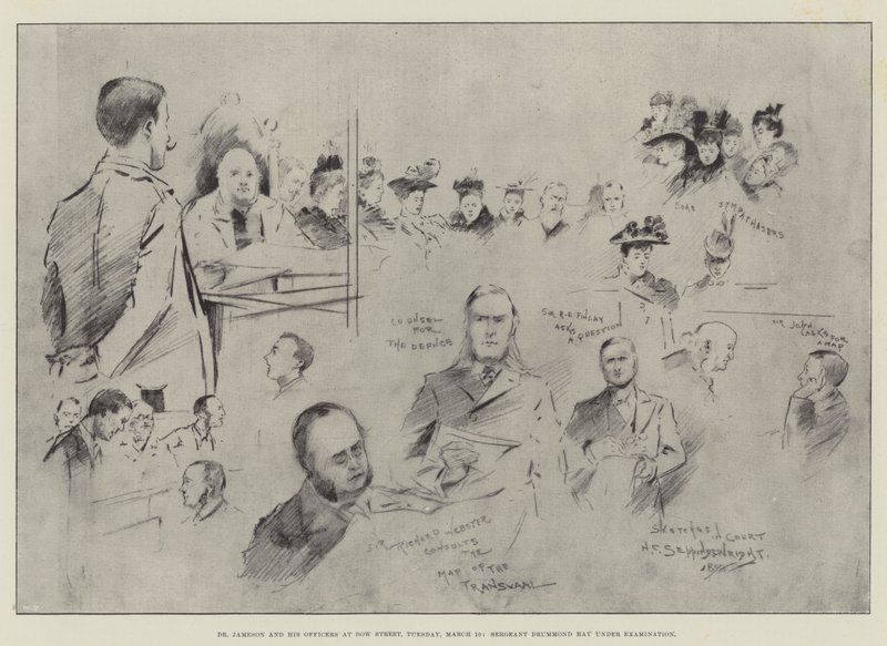 Dr Jameson och hans officerare på Bow Street, tisdagen den 10 mars, sergeant Drummond Hay under undersökning av Henry Charles Seppings Wright
