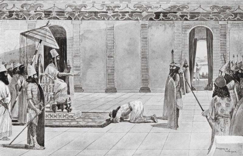 Nabonidus skickar instruktioner till Belsassar (litografi) av Henry Charles Seppings Wright