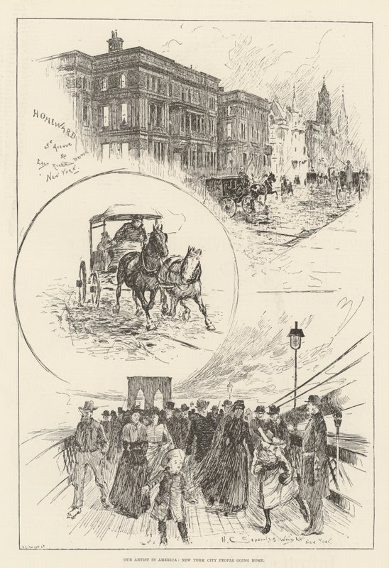 Vår artist i Amerika, New York City Folk går hem av Henry Charles Seppings Wright